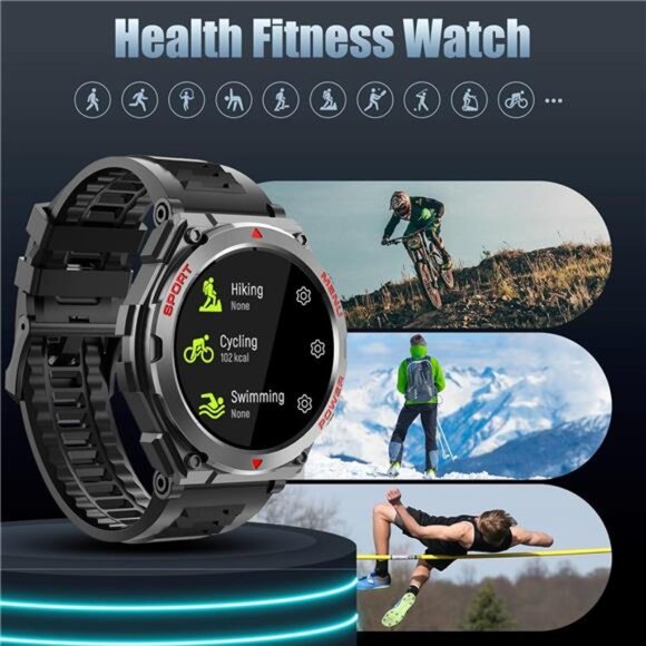 Military Smart Watch, 1.52-Inch Touch Screen Tactical Smartwatch with Text and - Picture 4 of 6